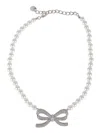 Self-portrait Bow Necklace With Crystal Embellishments