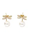 Self-portrait Bow Pearl Earring In Gold
