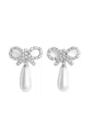 Self-portrait Bow Pearl-embellishment Earrings In Metallic