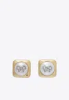 Self-portrait Gold-colored Earrings With Square Design And Bow Detail In Brass Woman