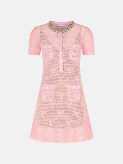 Self-portrait 'bow' Pink Cotton Blend Dress
