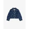 Self-portrait Denim Bow Printed Jacket In Blue