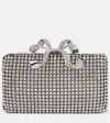 Self-portrait Bow Small Crystal-embellished Clutch In Silver