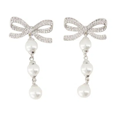 Self-portrait Bow Tiered Pearl Earrings
