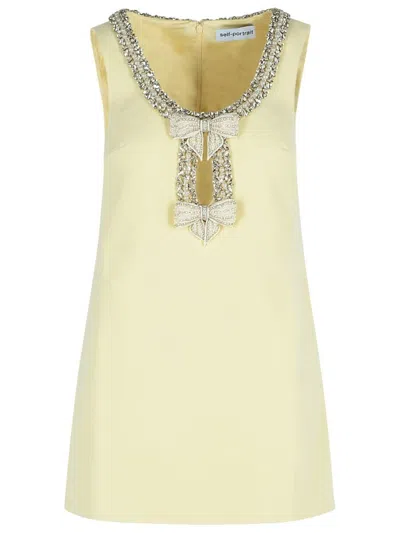 Self-portrait Bow' Yellow Polyester Dress