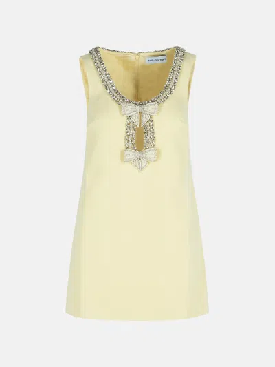 Self-portrait 'bow' Yellow Polyester Dress