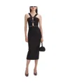 Self-portrait Tinsel Boucle Belted Cutout Midi Dress In Black