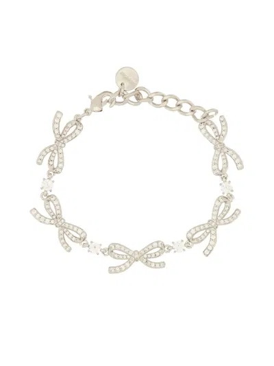 Self-portrait Bracelet With Bows In Metallic