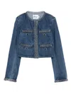 Self-portrait Braided-trim Denim Jacket In Blue