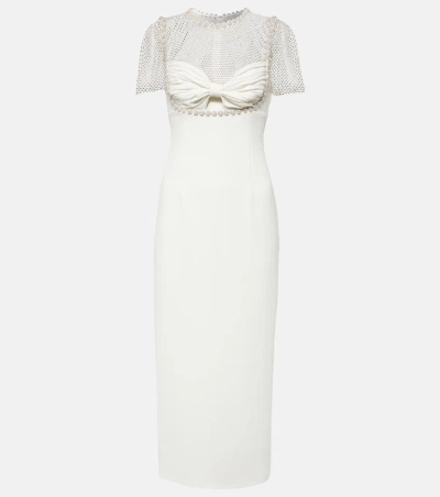 Self-portrait Bridal Embellished Crêpe Midi Dress In White