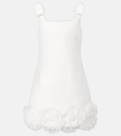 Self-portrait Bridal Floral-appliqué Crêpe Minidress In White