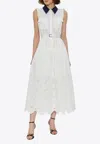 Self-portrait Broderie Anglaise Belted Midi Dress In Multi