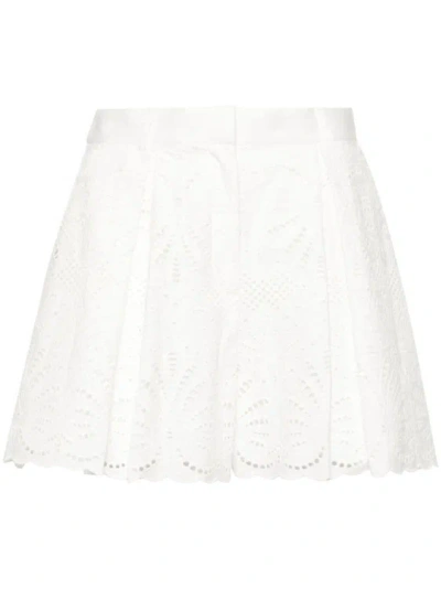 SELF-PORTRAIT BRODERIE ANGLAISE COTTON SHORTS