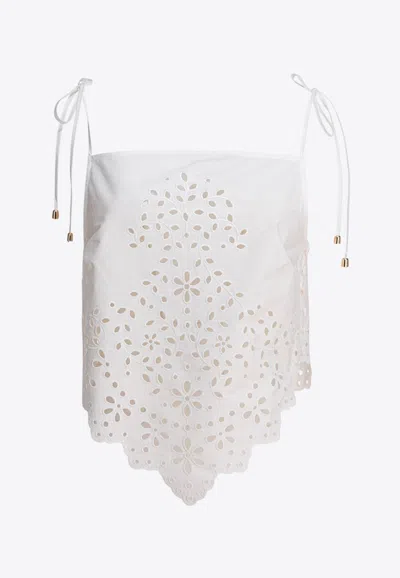 SELF-PORTRAIT BRODERIE ANGLAISE CROPPED TOP