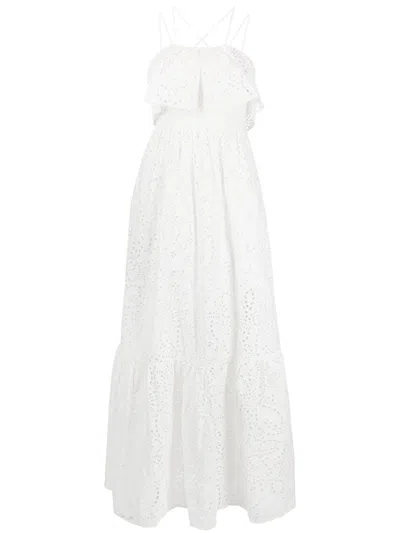 Self-portrait Broderie Anglaise Maxi Dress In Weiss