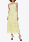 Self-portrait Broderie Anglaise Midi Dress In Yellow