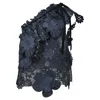 Self-portrait Broderie Lace One Shoulder Sleeveless Ruffled Top In Navy Blue Polyester In Blue