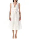 Self-portrait Broderie Anglaise Bow Midi Dress In White