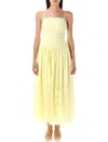 Self-portrait Broderie Anglaise Midi Dress In Yellow