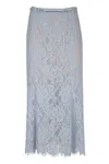 Self-portrait Light Blue Lace-effect Skirt With Slip