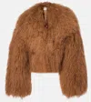 Self-portrait Shearling Jacket In Brown