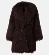 Self-portrait Shearling Coat In Brown