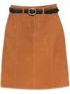 Self-portrait Brown Suede Midi Skirt In Brown