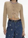 Self-portrait Jewel-embellished Alpaca Cardigan In Brown