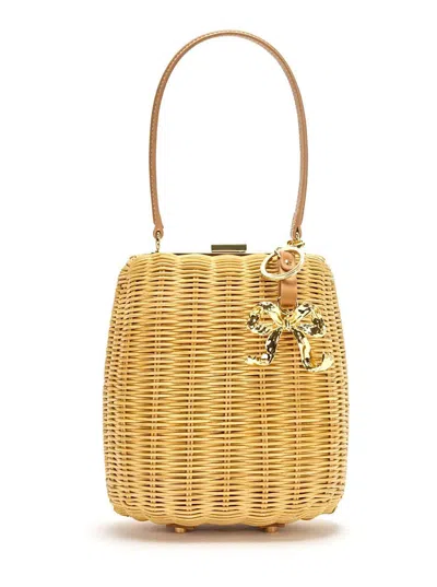 Self-portrait Brown Handbag With Removable Shoulder Strap And Keychain Detail In Tech Fabric Woman