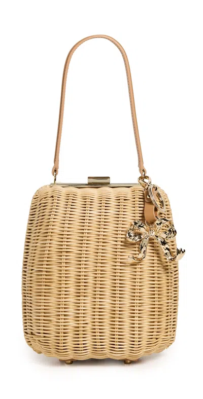 Self-portrait Brown Rattan Bag With Keychain Brown