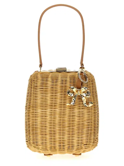 Self-portrait Brown Rattan Bag With Keychain Hand Bags Brown