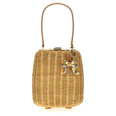 Self-portrait Brown Rattan Bag With Keychain Handbag