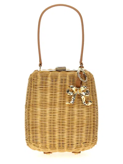 Self-portrait Brown Rattan Handbag