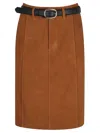 Self-portrait Brown Suede Midi Skirt