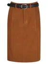 Self-portrait Brown Suede Midi Skirt