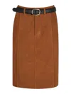 Self-portrait Brown Suede Midi Skirt In Brown