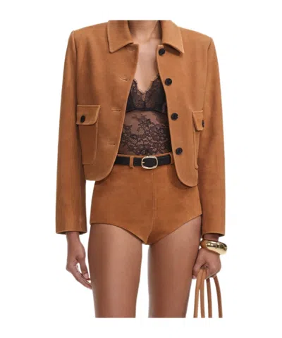 Self-portrait Brown Suede Shorts