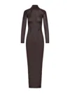 Self-portrait Brown Viscose Knit Maxi Dress In Brown