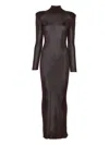 Self-portrait Brown Viscose Knit Maxi Dress Clothing In Brown