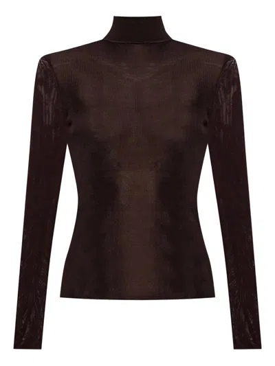 Self-portrait Brown Viscose Knit Top Clothing