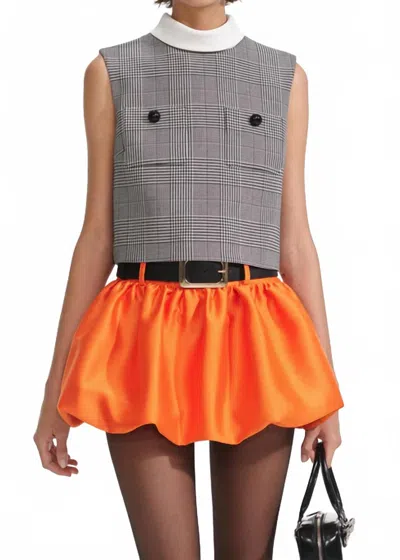 SELF-PORTRAIT BUBBLE HEM TAFFETA SKORT IN ORANGE