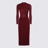 Self-portrait Midi Dress With Cut-out In Burgundy
