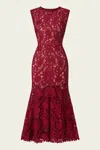Self-portrait Womens Burgundy Guipure-lace Stretch-woven Midi Dress In Burgundy