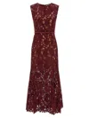 Self-portrait Burgundy Guipure Lace Midi Dresses Bordeaux In Burgundy