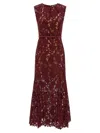 Self-portrait Burgundy Guipure Lace Midi Dresses Bordeaux In Burgundy