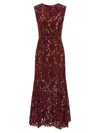 Self-portrait Burgundy Guipure Lace Midi Dresses Bordeaux In Red