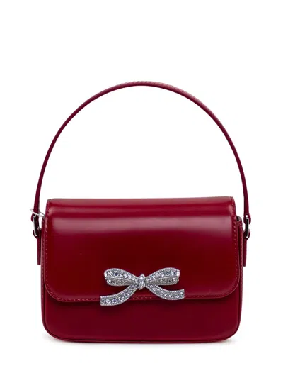 Self-portrait Burgundy Leather Hand Bag In Red