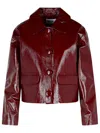 Self-portrait Womens Peter Pan Collar Boxy-fit Faux-leather Jacket Burgundy In Brown