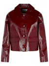 Self-portrait Womens Peter Pan Collar Boxy-fit Faux-leather Jacket Burgundy