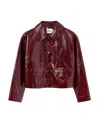 Self-portrait Leather Cropped Jacket In Burgundy